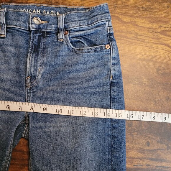 American Eagle Jeans 0 R Skinny 90's Mid Rise Medium Dark Wash Stretch Denim - Picture 8 of 12